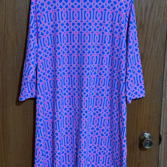 Lulu B 3/4 sleeve travel dress XL hot pink geometric "sea knot" pattern - Picture 7 of 8